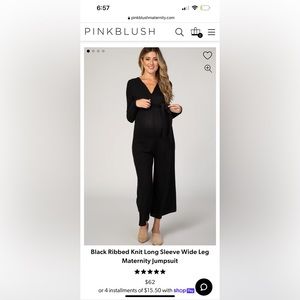 Pink Blush Two-Tone Knit Wide Leg Maternity Jumpsuit
